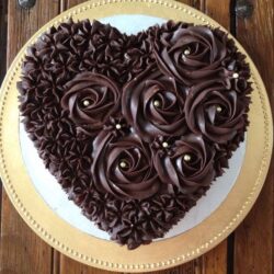 floral heart shape chocolate cake
